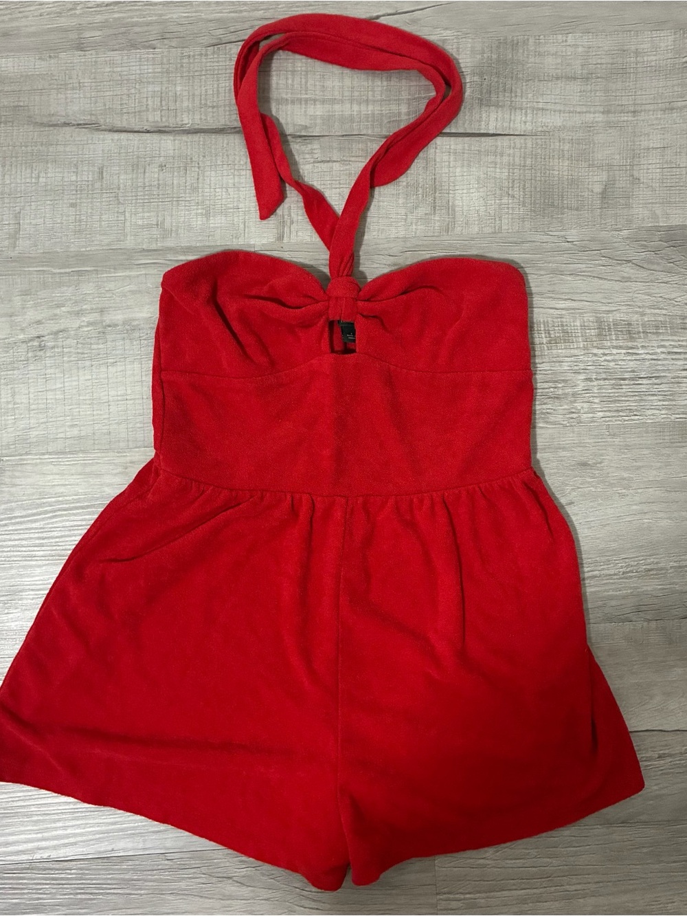 wild fable red halter terry cloth romper